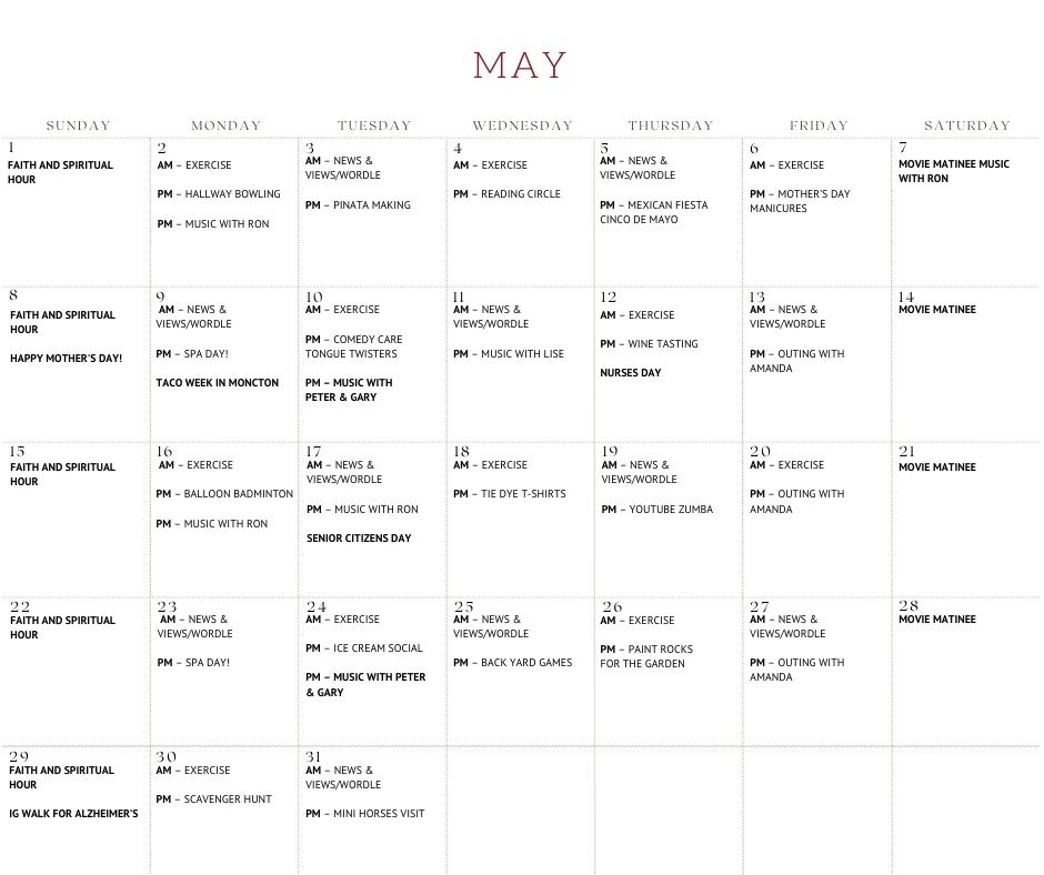 ProTem Activity Calendar April 2022